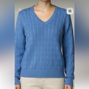 AQUA V-Neck Cable Knit Sweater, X-Small-